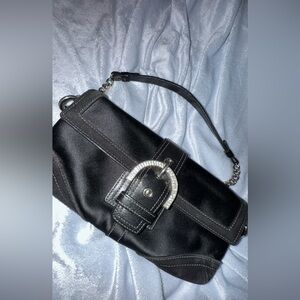 Coach rectangle all black satin soho